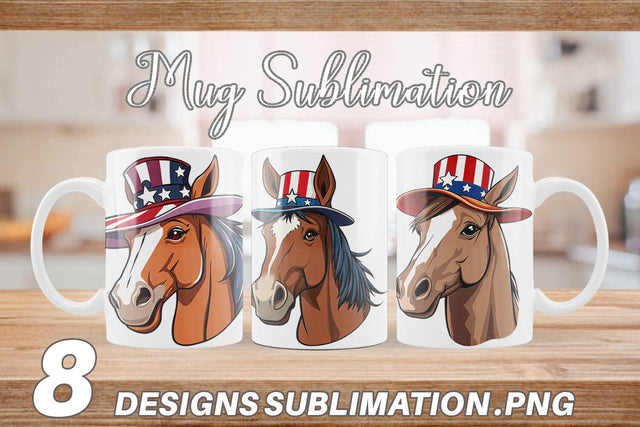 Mug Wrap Horse Patriotic Sublimation artnoy 