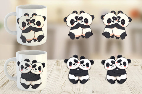 Mug Wrap Hugging Panda Sublimation artnoy 