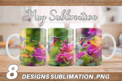 Mug Wrap Hummingbird and Flower Sublimation artnoy 
