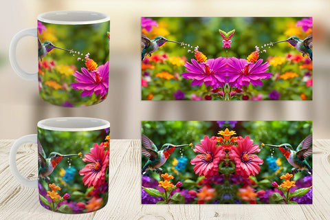 Mug Wrap Hummingbird and Flower Sublimation artnoy 