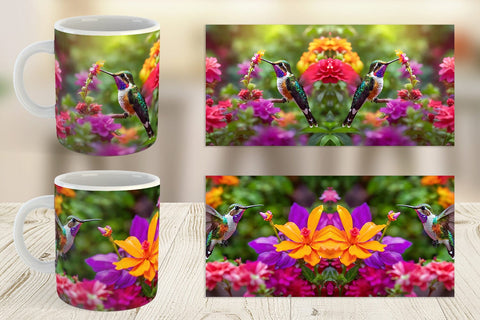 Mug Wrap Hummingbird and Flower Sublimation artnoy 