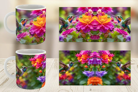 Mug Wrap Hummingbird and Flower Sublimation artnoy 