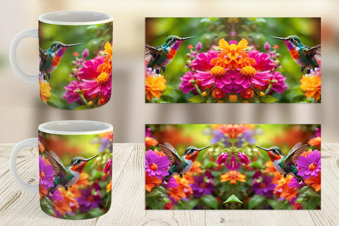 Mug Wrap Hummingbird and Flower Sublimation artnoy 