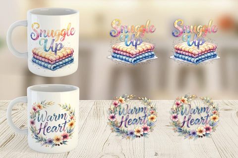 Mug Wrap Hygge Fall Snuggle Quotes Sublimation artnoy 