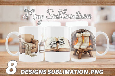 Mug Wrap Hygge Reading Nook Sublimation artnoy 