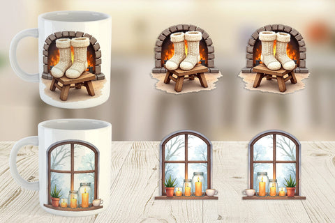Mug Wrap Hygge Reading Nook Sublimation artnoy 