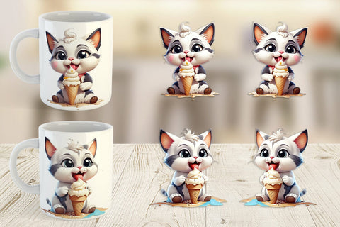 Mug Wrap Ice Cream Cat Sublimation artnoy 