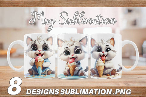Mug Wrap Ice Cream Cat Sublimation artnoy 