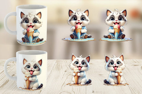 Mug Wrap Ice Cream Cat Sublimation artnoy 