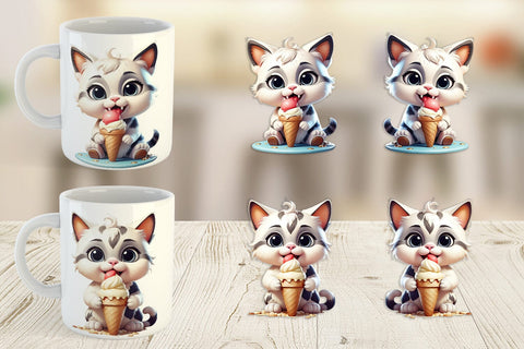 Mug Wrap Ice Cream Cat Sublimation artnoy 