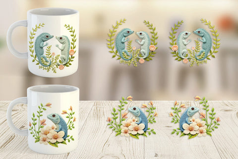 Mug Wrap Iguana Embroidery Sublimation artnoy 