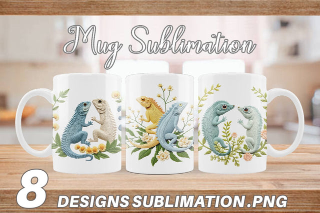 Mug Wrap Iguana Embroidery Sublimation artnoy 