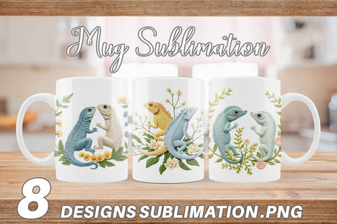 Mug Wrap Iguana Embroidery Sublimation artnoy 