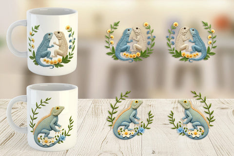 Mug Wrap Iguana Embroidery Sublimation artnoy 