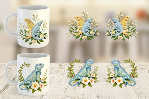 Mug Wrap Iguana Embroidery Sublimation artnoy 