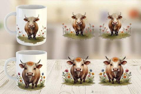 Mug Wrap Illustration Cow Sublimation artnoy 