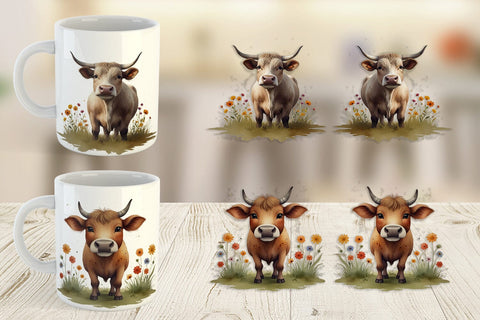 Mug Wrap Illustration Cow Sublimation artnoy 
