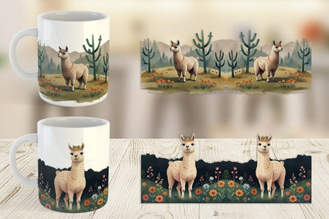 Mug Wrap Illustration Llama Sublimation artnoy 