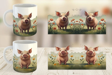 Mug Wrap Illustration Pig Sublimation artnoy 
