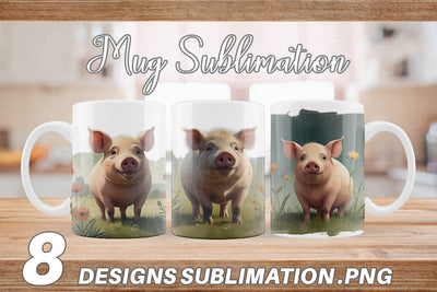 Mug Wrap Illustration Pig Sublimation artnoy 