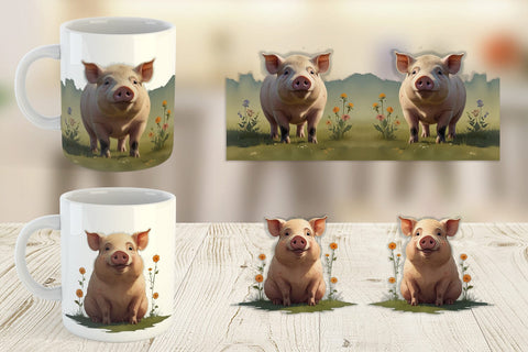 Mug Wrap Illustration Pig Sublimation artnoy 