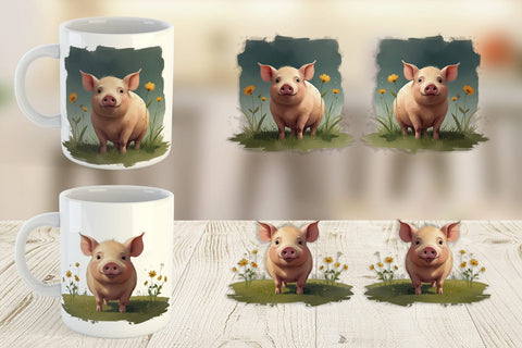 Mug Wrap Illustration Pig Sublimation artnoy 