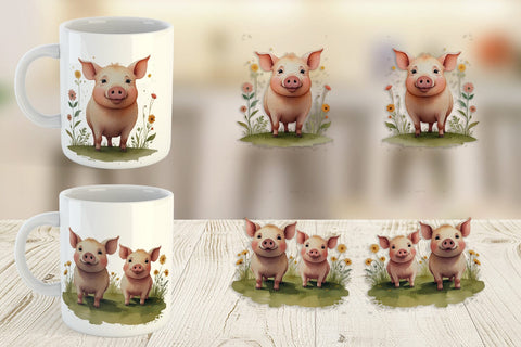 Mug Wrap Illustration Pig Sublimation artnoy 
