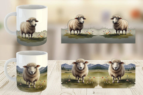 Mug Wrap Illustration Sheep Sublimation artnoy 