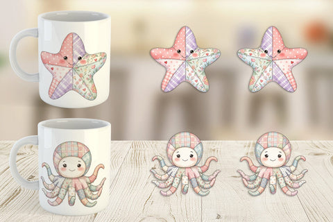 Mug Wrap Innocent Beach Patchwork Watercolor Sublimation artnoy 