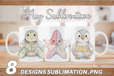Mug Wrap Innocent Beach Patchwork Watercolor Sublimation artnoy 