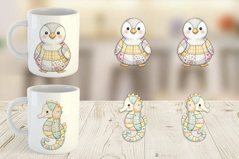 Mug Wrap Innocent Beach Patchwork Watercolor Sublimation artnoy 