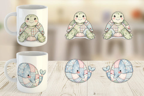 Mug Wrap Innocent Beach Patchwork Watercolor Sublimation artnoy 