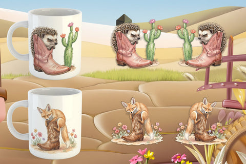 Mug Wrap Introvert Desert Animal Watercolor Sublimation artnoy 
