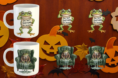 Mug Wrap Introvert Frog Dark Academia Watercolor Sublimation artnoy 