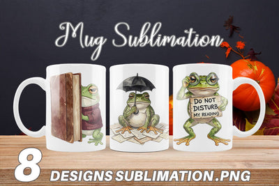 Mug Wrap Introvert Frog Dark Academia Watercolor Sublimation artnoy 