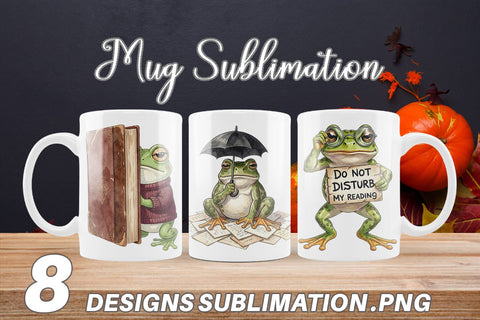 Mug Wrap Introvert Frog Dark Academia Watercolor Sublimation artnoy 