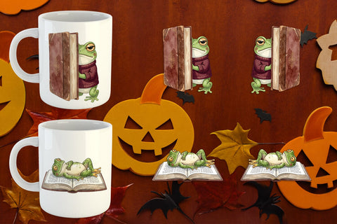 Mug Wrap Introvert Frog Dark Academia Watercolor Sublimation artnoy 