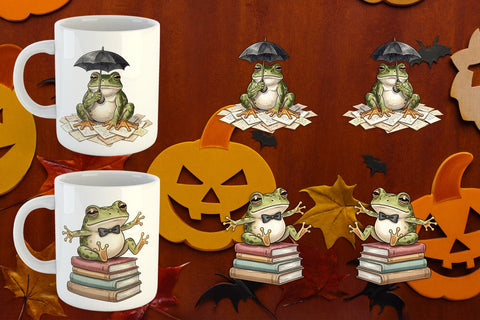 Mug Wrap Introvert Frog Dark Academia Watercolor Sublimation artnoy 