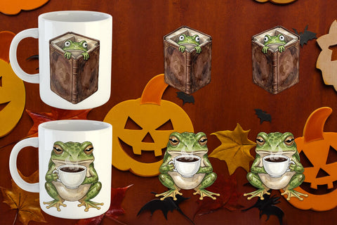 Mug Wrap Introvert Frog Dark Academia Watercolor Sublimation artnoy 