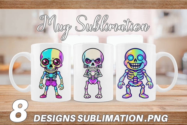 Mug Wrap Iridescent Skeleton Sublimation artnoy 