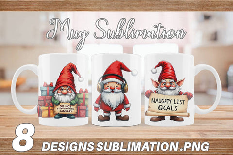Mug Wrap Jingle Hell: Cynical Christmas Gnome Sublimation artnoy 