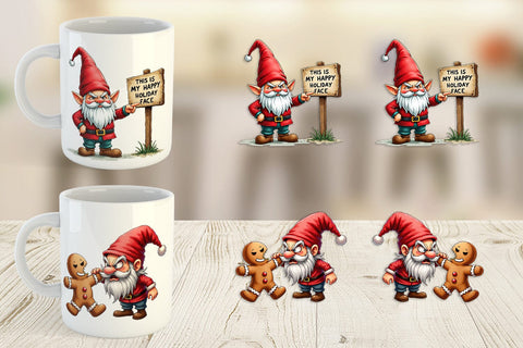 Mug Wrap Jingle Hell: Cynical Christmas Gnome Sublimation artnoy 