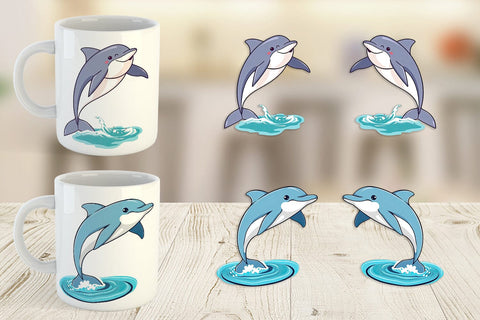 Mug Wrap Jumping Dolphin Sublimation artnoy 