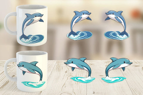 Mug Wrap Jumping Dolphin Sublimation artnoy 