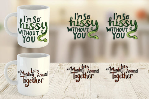 Mug Wrap Jungle Giggles Funny Animal Valentine Puns Sublimation artnoy 