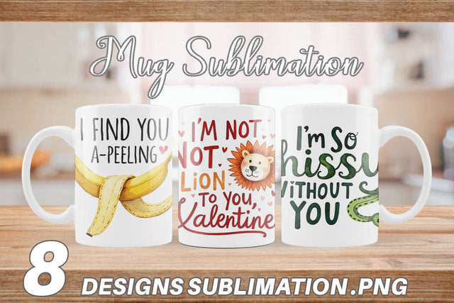 Mug Wrap Jungle Giggles Funny Animal Valentine Puns Sublimation artnoy 