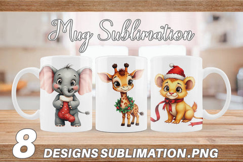 Mug Wrap Jungle Jingle Safari Vintage Christmas Animals Sublimation artnoy 