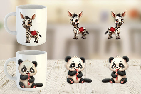 Mug Wrap Jungle Jingle Safari Vintage Christmas Animals Sublimation artnoy 