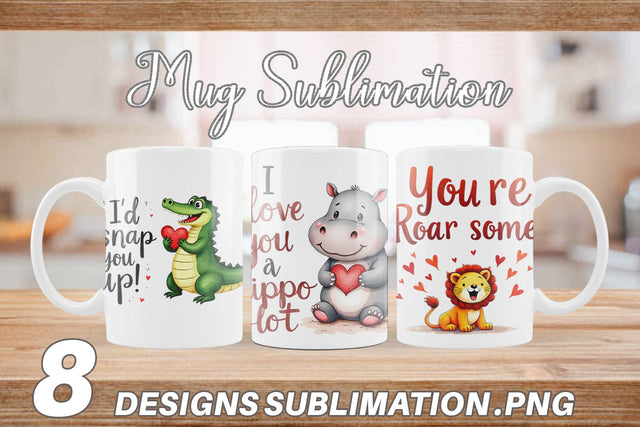 Mug Wrap Jungle Sweethearts Baby Animal Valentine Puns Sublimation artnoy 