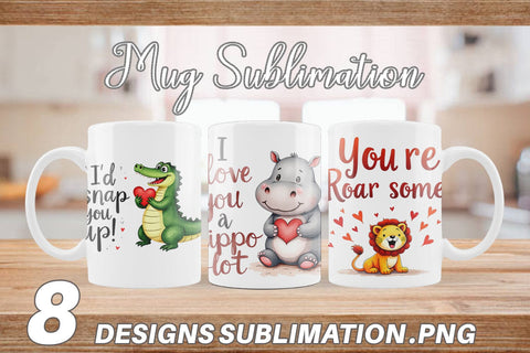 Mug Wrap Jungle Sweethearts Baby Animal Valentine Puns Sublimation artnoy 